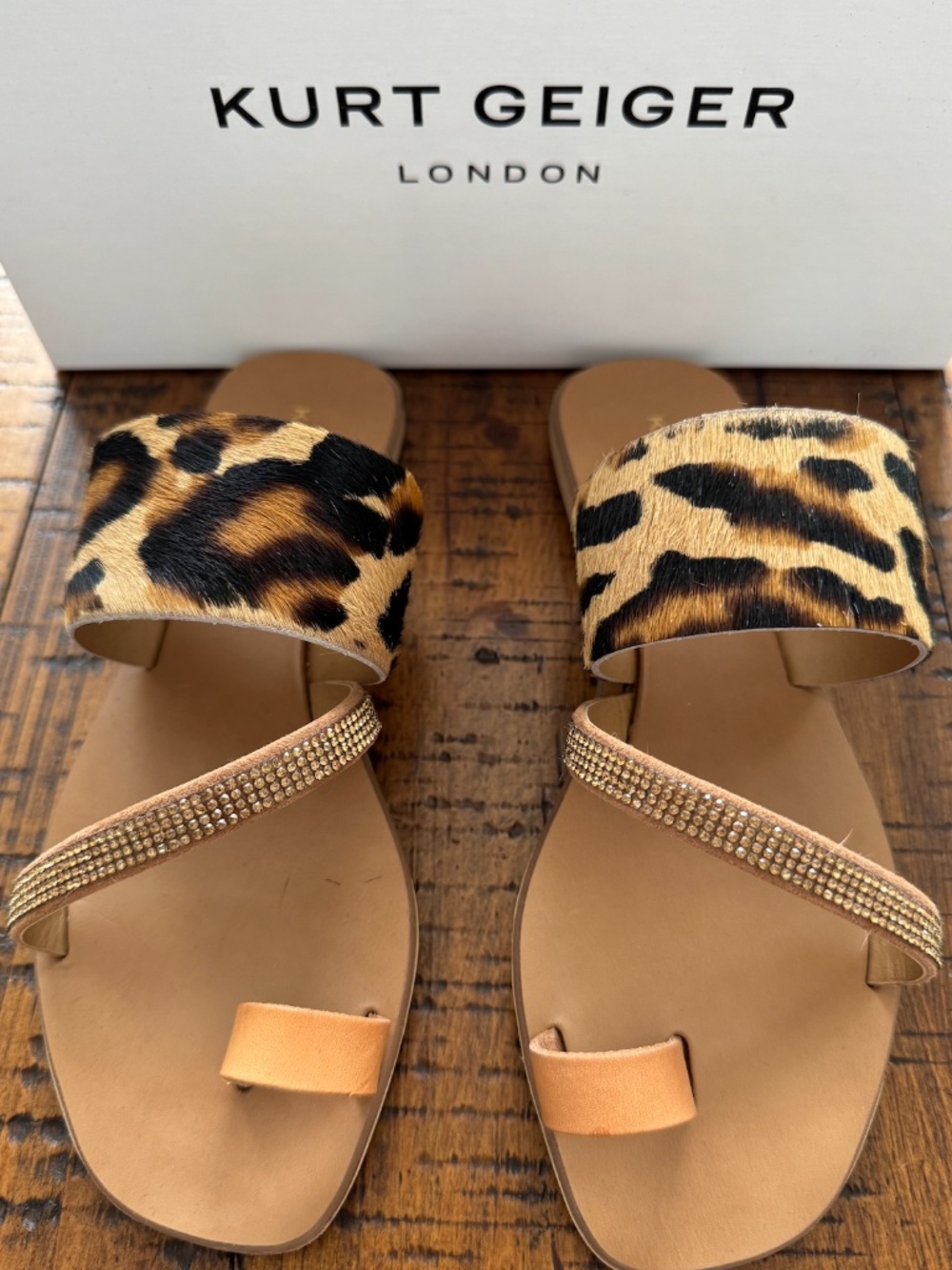 Kurt Geiger London "Dawn" Cream Combination Leather Sandals 8.5